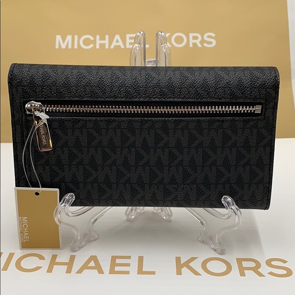 MICHAEL KORS JET SET TRAVEL LG TRIFOLD BLACK - Picture 15 of 16
